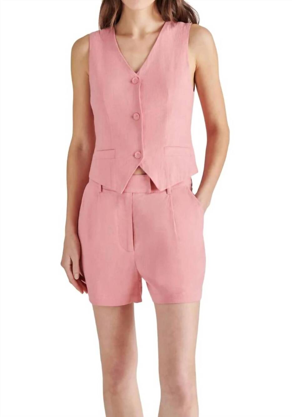 NEW STEVE MADDEN selene v-neck vest in peach romance